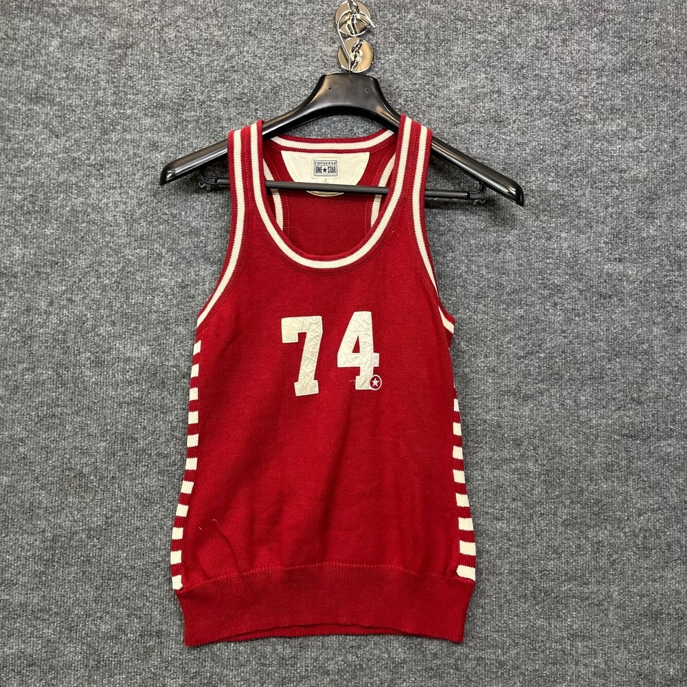 Converse One Star #74 Tank Top Men's Red White Knit Striped Sports - Medium